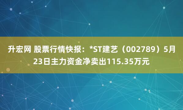 升宏网 股票行情快报：*ST建艺（002789）5月23日主力资金净卖出115.35万元
