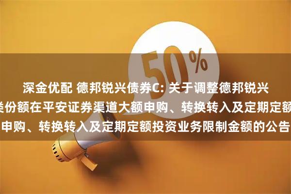 深金优配 德邦锐兴债券C: 关于调整德邦锐兴债券型证券投资基金C类份额在平安证券渠道大额申购、转换转入及定期定额投资业务限制金额的公告
