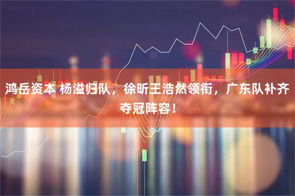 鸿岳资本 杨溢归队，徐昕王浩然领衔，广东队补齐夺冠阵容！